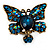 Teal Blue Butterfly With Dangling Tail Ring In Bronze Metal - Adjustable - view 4