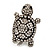 Large Crystal Turtle Ring In Silver Tone Metal - view 4