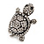 Large Crystal Turtle Ring In Silver Tone Metal - view 7