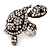 Large Crystal Turtle Ring In Silver Tone Metal - view 8