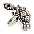 Large Crystal Turtle Ring In Silver Tone Metal - view 10