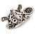 Large Crystal Turtle Ring In Silver Tone Metal - view 6