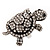 Large Crystal Turtle Ring In Silver Tone Metal - view 15