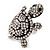 Large Crystal Turtle Ring In Silver Tone Metal - view 3