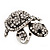 Large Crystal Turtle Ring In Silver Tone Metal - view 9