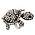 Large Crystal Turtle Ring In Silver Tone Metal - view 12