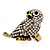 Stunning Vintage Crystal Owl Ring In Antique Gold Tone Metal - view 11