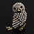 Stunning Vintage Crystal Owl Ring In Antique Gold Tone Metal - view 12