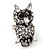 Funky Diamante Owl Ring In Burnt Silver Plating - Adjustable - view 2