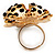 Large Crystal Ladybug Ring In Gold Plated Metal - Adjustable - view 11