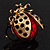 Large Crystal Ladybug Ring In Gold Plated Metal - Adjustable - view 2