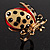 Large Crystal Ladybug Ring In Gold Plated Metal - Adjustable - view 7