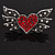 'Wings Of Love' Diamante Ring In Burn Silver Metal - Adjustable - view 4
