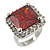 Princess-Cut Red CZ Fashion Ring In Silver Plating - 2cm Length - view 2