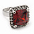 Princess-Cut Red CZ Fashion Ring In Silver Plating - 2cm Length - view 10
