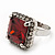 Princess-Cut Red CZ Fashion Ring In Silver Plating - 2cm Length - view 5