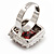 Princess-Cut Red CZ Fashion Ring In Silver Plating - 2cm Length - view 4