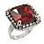 Princess-Cut Red CZ Fashion Ring In Silver Plating - 2cm Length - view 7