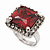 Princess-Cut Red CZ Fashion Ring In Silver Plating - 2cm Length - view 8