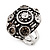 Dome Shaped Diamante Fancy Ring In Burn Silver Metal - view 2