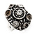 Dome Shaped Diamante Fancy Ring In Burn Silver Metal - view 6