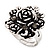Rose Diamante Fancy Ring In Burn Silver Metal - view 7