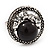 Open Button Shaped Diamante Fancy Ring In Burn Silver - view 4