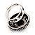 Open Button Shaped Diamante Fancy Ring In Burn Silver - view 6