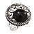Open Button Shaped Diamante Fancy Ring In Burn Silver - view 9