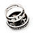 Button Shape Diamante Fancy Ring In Burn Silver Metal - view 9