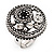 Button Shape Diamante Fancy Ring In Burn Silver Metal - view 7