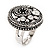 Button Shape Diamante Fancy Ring In Burn Silver Metal - view 5