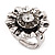 Floral Diamante Fancy Ring In Burn Silver Metal - view 4