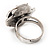 Vintage Diamante Rose Ring In Burn Silver Finish - 2cm Diameter - view 5