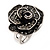 Vintage Diamante Rose Ring In Burn Silver Finish - 2cm Diameter - view 9