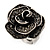 Vintage Diamante Rose Ring In Burn Silver Finish - 2cm Diameter - view 1