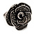Vintage Diamante Rose Ring In Burn Silver Finish - 2cm Diameter - view 10