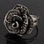 Vintage Diamante Rose Ring In Burn Silver Finish - 2cm Diameter - view 6