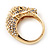 Gold Plated Crystal 'Horse' Ring - view 3