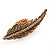 Gold Plated Textured Diamante 'Feather' Flex Ring - 7cm Length - view 6