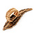 Gold Plated Textured Diamante 'Feather' Flex Ring - 7cm Length - view 4