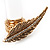Gold Plated Textured Diamante 'Feather' Flex Ring - 7cm Length - view 13