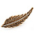 Gold Plated Textured Diamante 'Feather' Flex Ring - 7cm Length - view 10