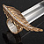 Gold Plated Textured Diamante 'Feather' Flex Ring - 7cm Length - view 5