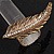 Gold Plated Textured Diamante 'Feather' Flex Ring - 7cm Length - view 7