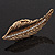 Gold Plated Textured Diamante 'Feather' Flex Ring - 7cm Length - view 8