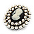 Large Simulated Pearl 'Classic Cameo' Cocktail Ring In Black Tone Metal (Adjustable) - 5.5cm Length - view 2