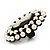 Large Simulated Pearl 'Classic Cameo' Cocktail Ring In Black Tone Metal (Adjustable) - 5.5cm Length - view 6