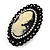 Large Diamante 'Classic Cameo' Cocktail Ring In Black Tone Metal (Adjustable) - 6.5cm Length - view 2