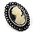 Large Diamante 'Classic Cameo' Cocktail Ring In Black Tone Metal (Adjustable) - 6.5cm Length - view 4